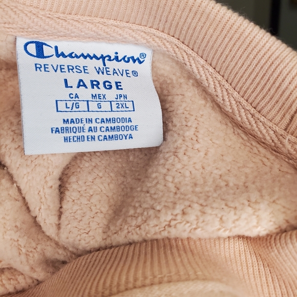 Champion Pastel Baby Pink Kawaii Crop Top long Sleeve Sweatshirt - Picture 3 of 7